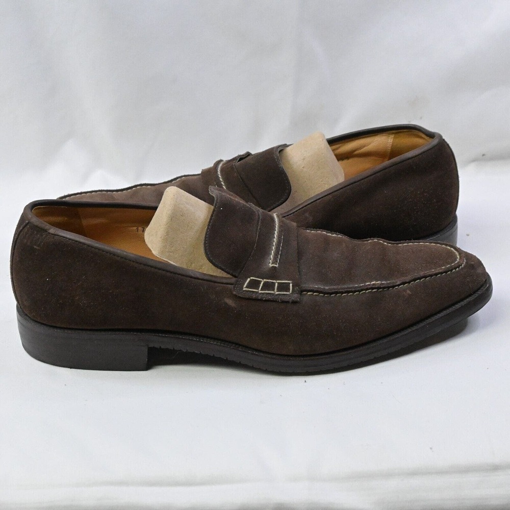 Gravati Mens Suede Slip On Brown Leather Dress Shoes- Size 11.5- Made‎ in Italy